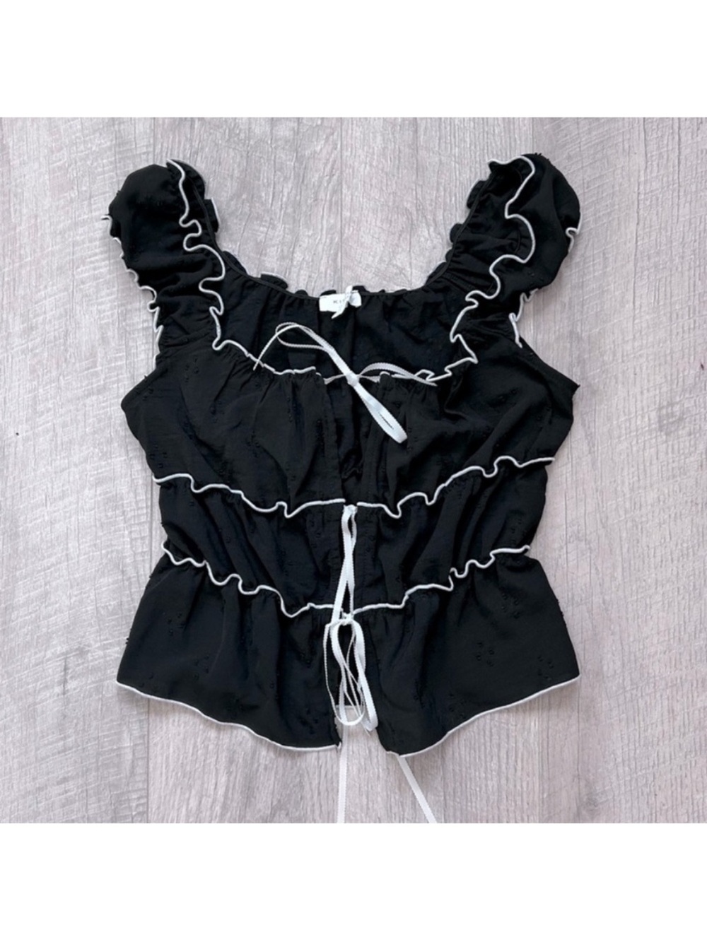 Kirious Los Angeles Black Tie Front Top Sz XS
